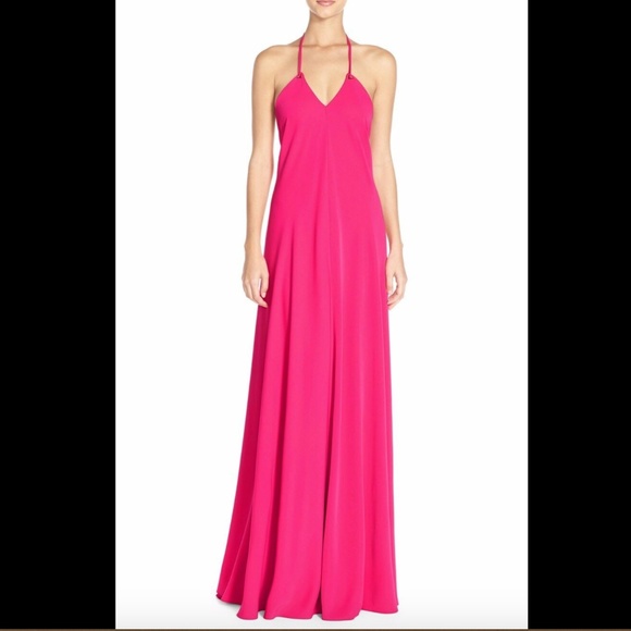 NWT $328‎ Jill Jill Stuart Halter Crepe Gown Peony - Picture 1 of 8